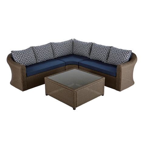 The hunnington laf outdoor sectional puts a fresh new spin on patio furniture. Hampton Bay Maldives Brown Wicker Patio Sectional Set with ...