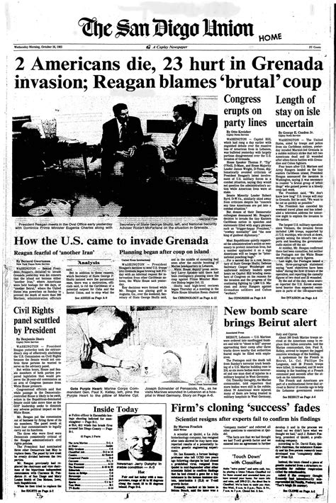 October 26, 1983: U.S. invades Grenada - The San Diego Union-Tribune