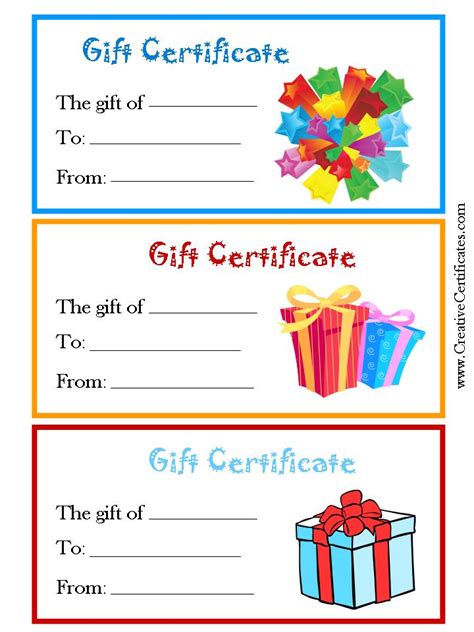 Free Printable Gift Certificates Templates