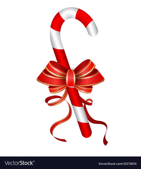 Christmas Candy Cane With Red Bow Royalty Free Vector Image