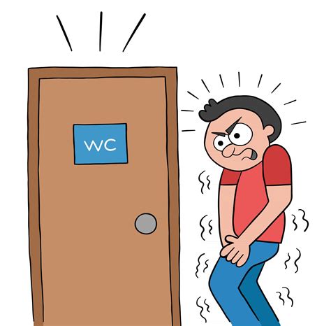 Cartoon Man Waiting At The Toilet Door Vector Illustration 2695365