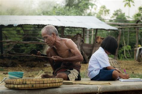 Premium Photo Old Man And Girl With Rural Life