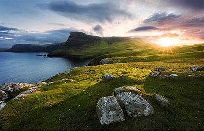Scotland Landscape Coast Nature Cliff Background Backgrounds