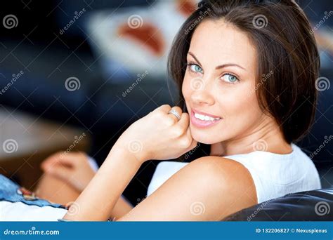 Beautiful Woman Portrait Indoors Stock Image Image Of Attractive Caucasian 132206827