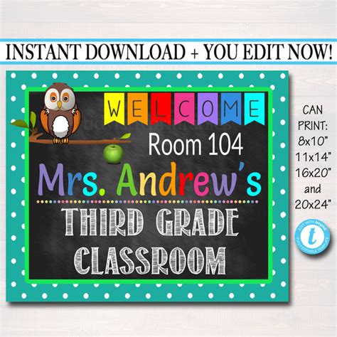 Teacher Classroom Door Sign Tidylady Printables