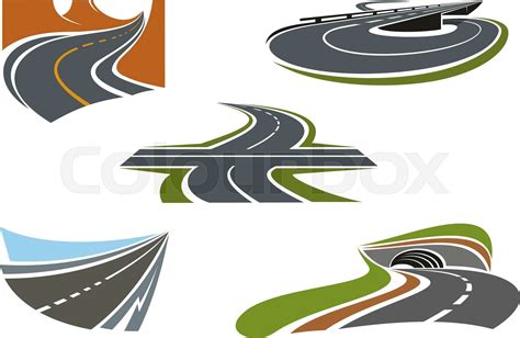 Modern Highways Roads And Freeways Icons Stock Vector Colourbox