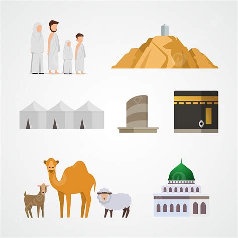 Hajj Vector Illustration Set For Infographic Elements Of Pilgrimage Illustration Saudi National