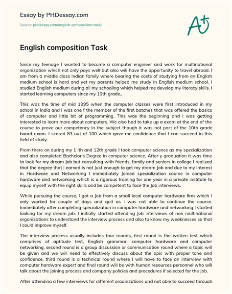 English Composition Task Essay Example