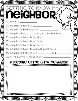 BACK TO Babe GET TO KNOW YOUR NEIGHBOR ACTIVITY TPT