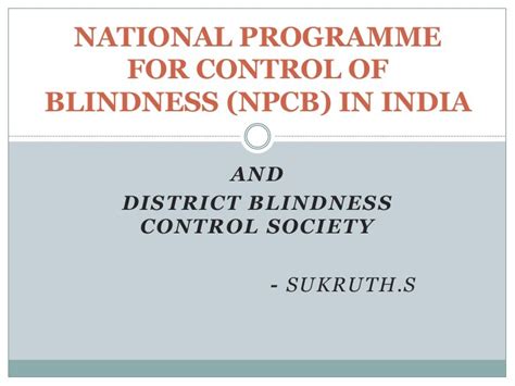 National Programme For Control Of Blindness