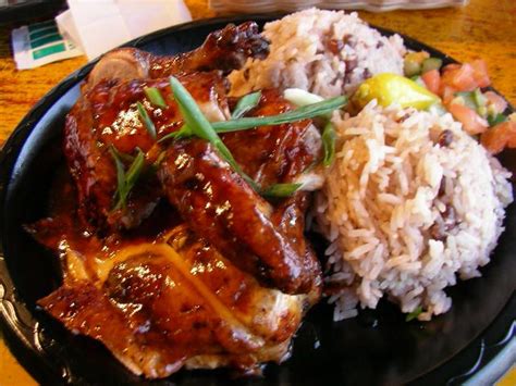 Jamaican Baked Chicken With Rice N Peas Jamaican Cuisine Jerk Chicken And Rice Chicken Recipes