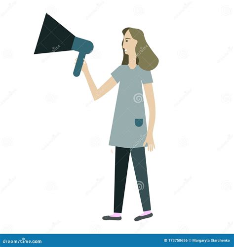 Girl With Megaphone Stock Vector Illustration Of Woman 173758656