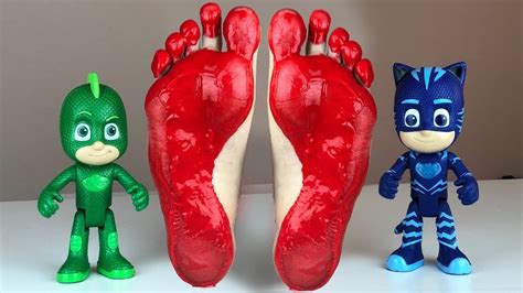 Learn Colors With Pj Masks Toys And Feet Painting Youtube