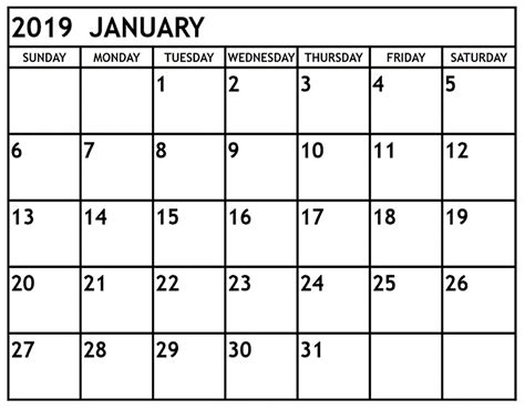2019 January Sa Calendar Qualads