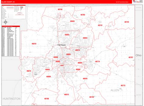 Allen County In Zip Code Maps Red Line
