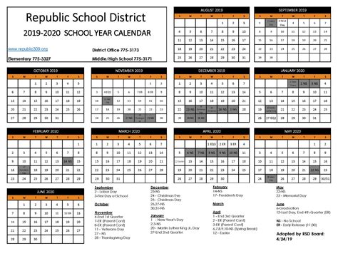 Republic School District Calendar 2020 Publicholidays Calendar