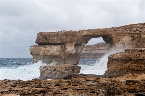 Azure Window Famous Stone Arch Stock Image Image Of Beauty Dwejra