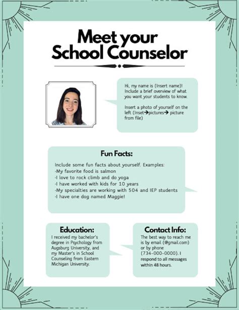 Meet Your School Counselor Template Editable Microsoft Word Etsy Uk