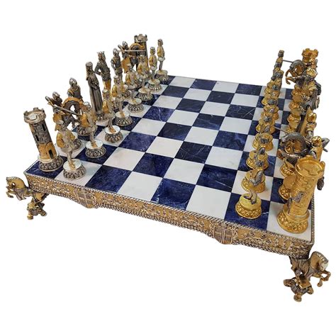 Decoupage Chess Board With Gaming Pieces For Sale At 1stdibs