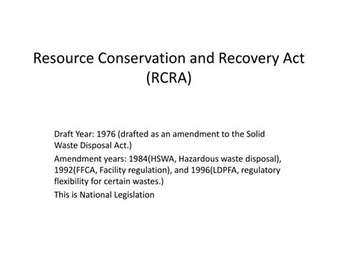 Ppt Resource Conservation And Recovery Act Rcra Powerpoint