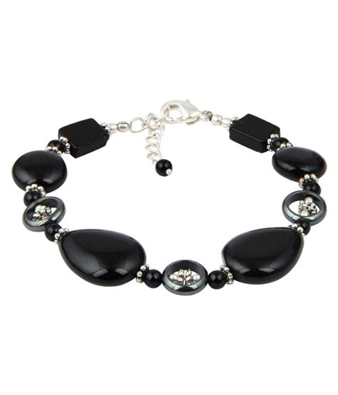 Pearlz Ocean Lavish Hematite Black Onyx Gemstone Trendy Bracelet For