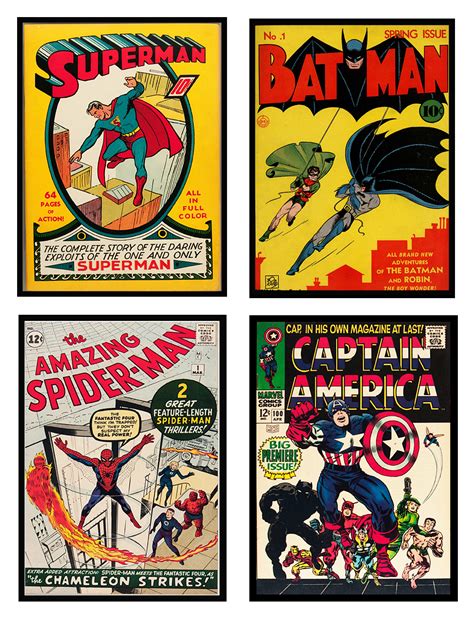 Superhero Posters Wall Grouping Vintage Comic Book Art — Museum Outlets