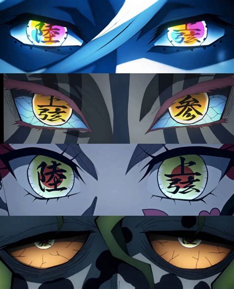 Anime Eyes With Different Colors And Designs On Them