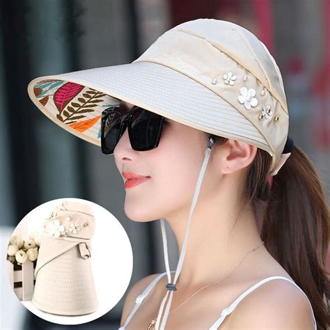 Summer Sun Hat Adjustable Wide Brimmed Beach Hat Uv Protection Sun