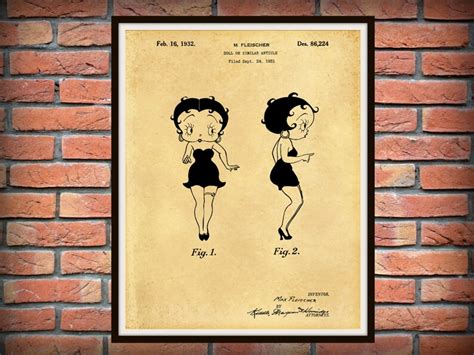 Patent 1932 Betty Boop Designed By Max Fleischer Poster Etsy