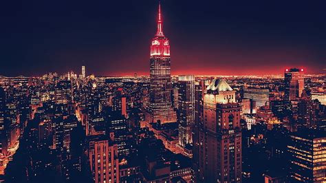 Hd Wallpaper New York City During Night Time York By Night Empire
