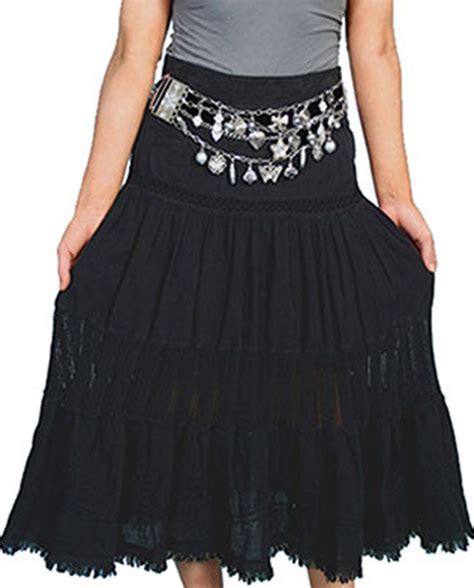 Scully Black Skirt With Crochet Panel And Soutache Embroidery Black