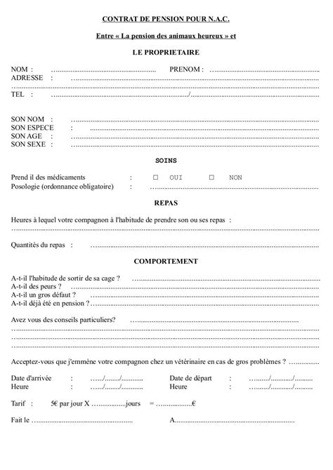 CONTRAT DE PENSION POUR NAC Pdf Par Aurelie Fichier PDF