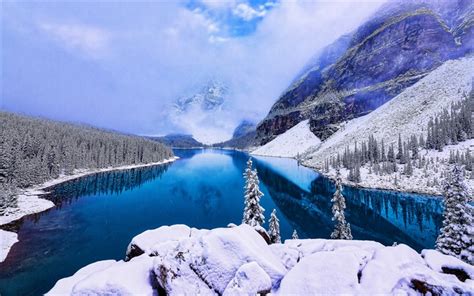 Télécharger Fonds Décran Banff En Hiver 4k Neige Lac Bleu