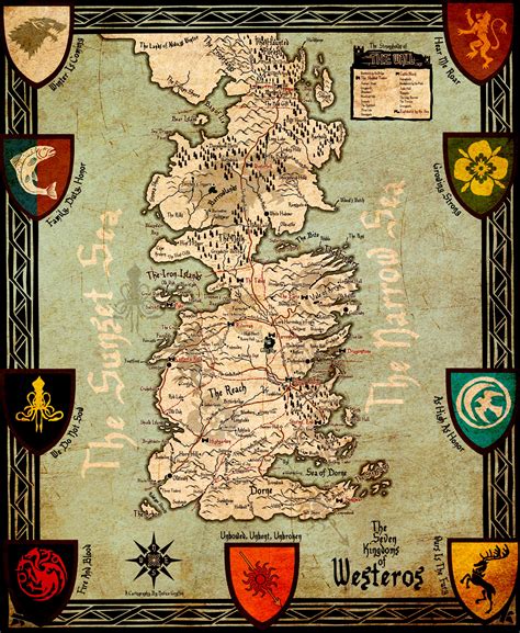 Westeros Map Houses Westeros Map Game Of Thrones Westeros Game