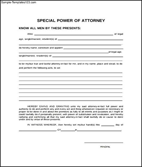 Free Download Special Power Of Attorney Form Sample Templates