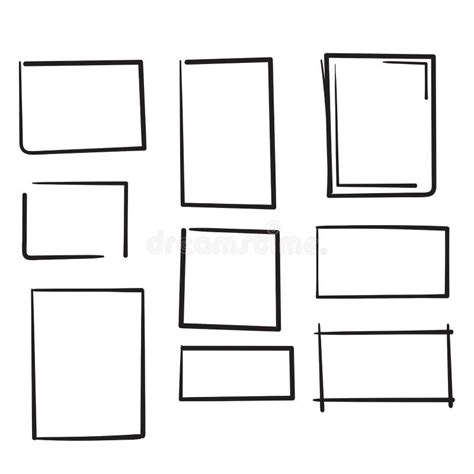 Set Of Doodle Boxes Illustration With Hand Drawn Style Vector Isolated