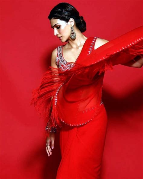 Kriti Sanon Wears A Sexy Red Saree By Anita Dongre And Its Your Top Festive Look This Season