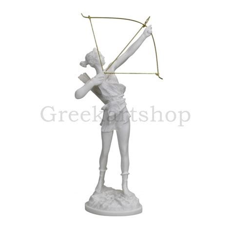 Artemis Diana With Bow Greek Roman Goddess Statue Sculpture Cast Marble Cm