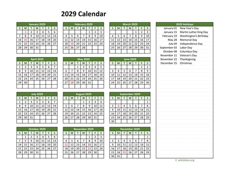 Printable 2029 Calendar With Federal Holidays