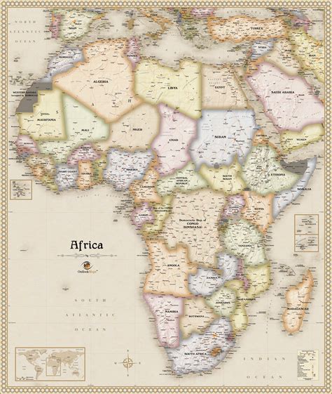 Large Wall Map Of Africa Map Of World