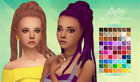 Sims 4 Hairs Aveira Sims 4 Chocolatemuffintops Coral Recolor
