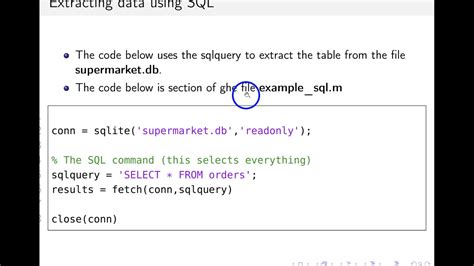 Using SQL From Matlab YouTube