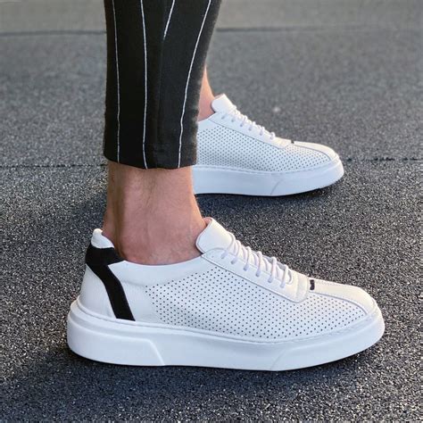 Martin Valen Mens Premium Genuine Leather Sneakers White