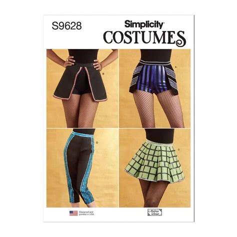 simplicity sewing pattern s9628 misses costume skirts pants and shorts white