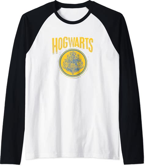 Harry Potter Hogwarts Crest Distressed Raglan Baseball Tee