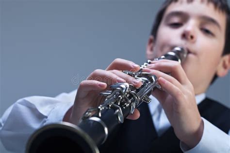 Boy Playing On The Clarinet Stock Image Image Of Boys Performance