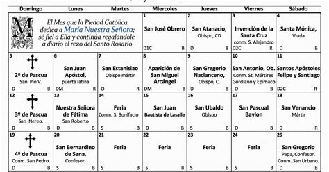 Mi Rincon Espiritual Calendario CatÓlico Mayo De 2019 Para Poder