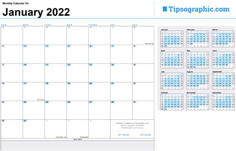 2022 Calendar Templates And Images Tipsographic