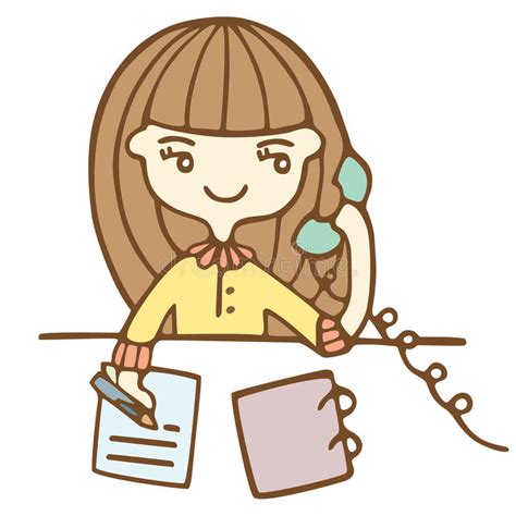 Cartoon Business Woman Calling By Phone Stock Vector