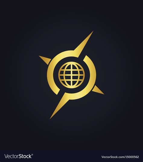 Round Globe Arrow Compass Gold Logo Royalty Free Vector